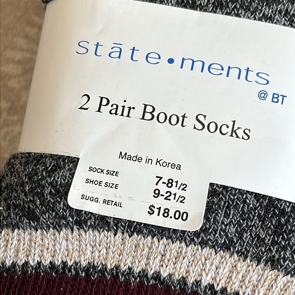Brand New Statements 6 Pairs of Boys Striped Cotton Boot Socks Neutral Fall - Picture 12 of 14